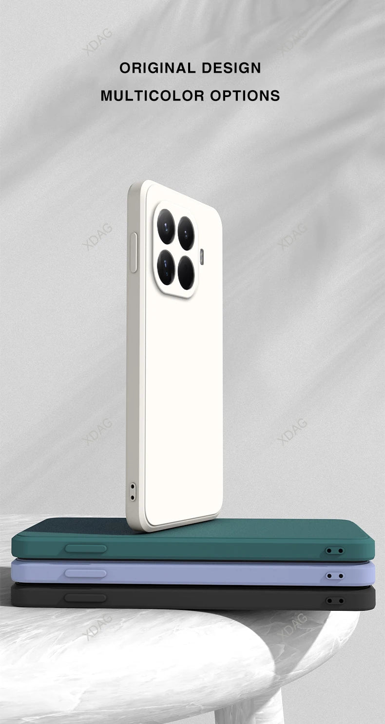 Original for Xiaomi 15T/15T Pro 5G Phone Case Liquid Silicone Internal Flocking Soft Shockproof Back Cover Classic Square Design