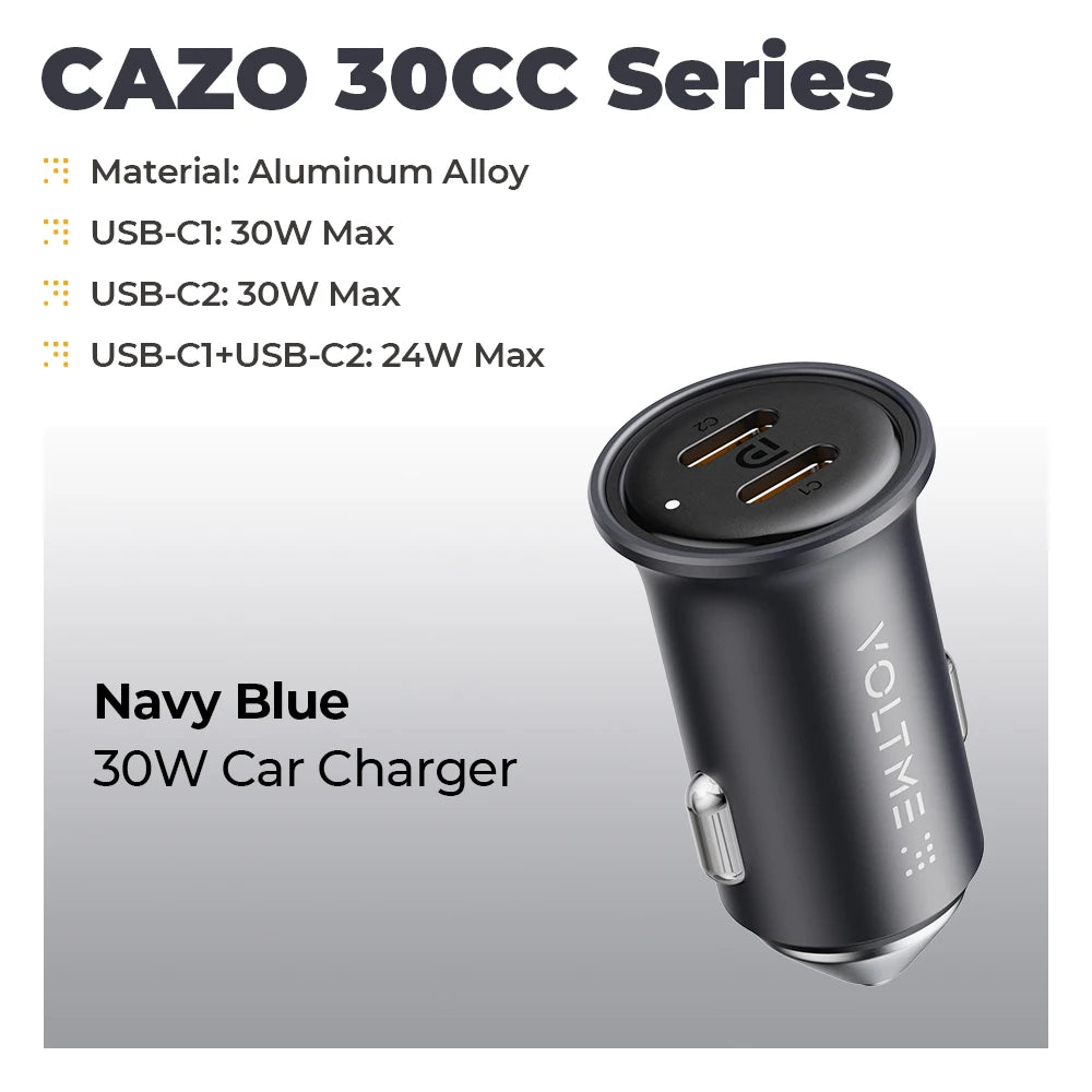 VOLTME 30W PD USB C Car Charger Fast Charging Type C Car Charger super charge cars USB Charger For iPhone 15 14 13 Pro Max