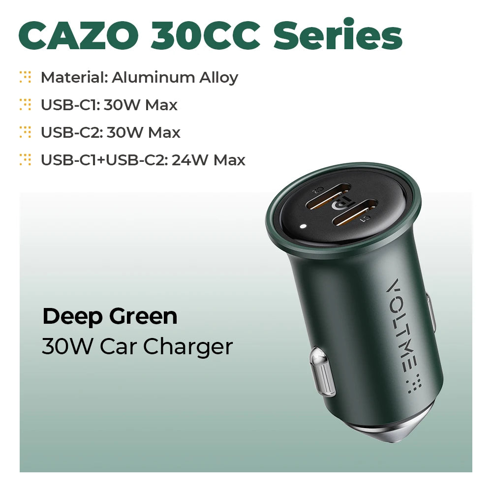 VOLTME 30W PD USB C Car Charger Fast Charging Type C Car Charger super charge cars USB Charger For iPhone 15 14 13 Pro Max