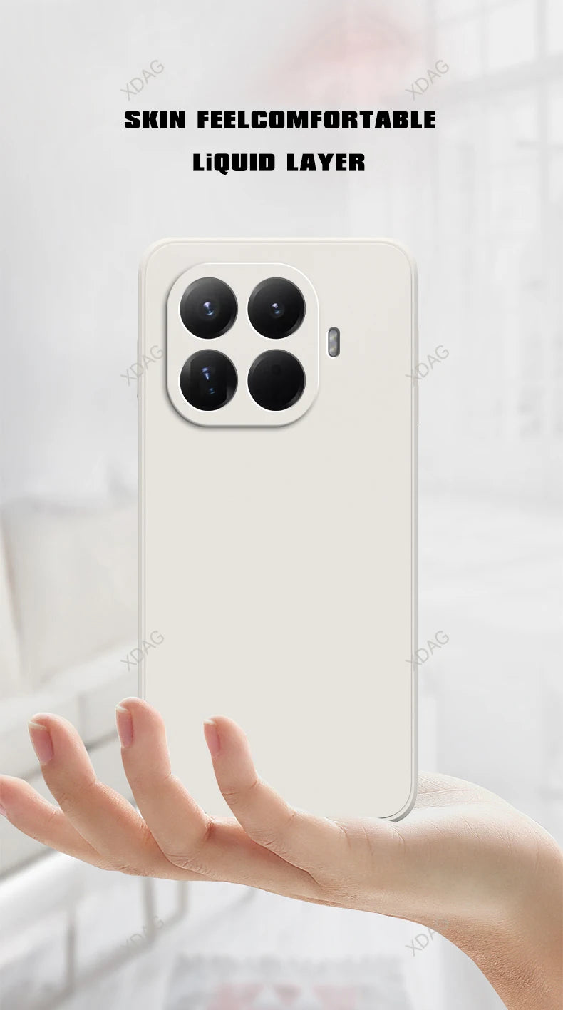 Original for Xiaomi 15T/15T Pro 5G Phone Case Liquid Silicone Internal Flocking Soft Shockproof Back Cover Classic Square Design