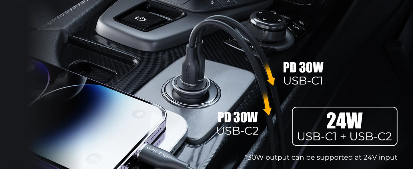 VOLTME 30W PD USB C Car Charger Fast Charging Type C Car Charger super charge cars USB Charger For iPhone 15 14 13 Pro Max