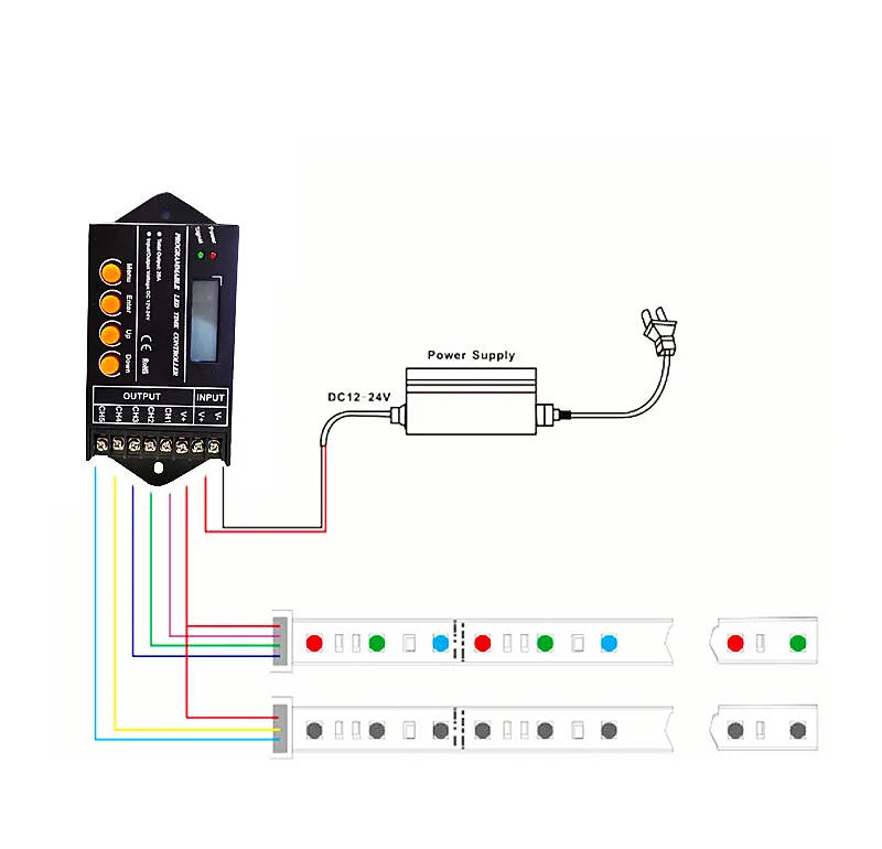Touch Screen WiFi Time Programmable RGBW LED Controller TC421 TC420 TC421SJ TC420SJ NL502 12V 24V 5CH 20A LED Strip Dimmer