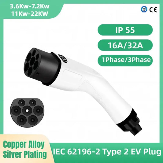 Type 2 IEC 62196-2 EV Charging Plug, 16A 32A Replacement Connector, EU Standard Electric Vehicle Charging Station Male Plug