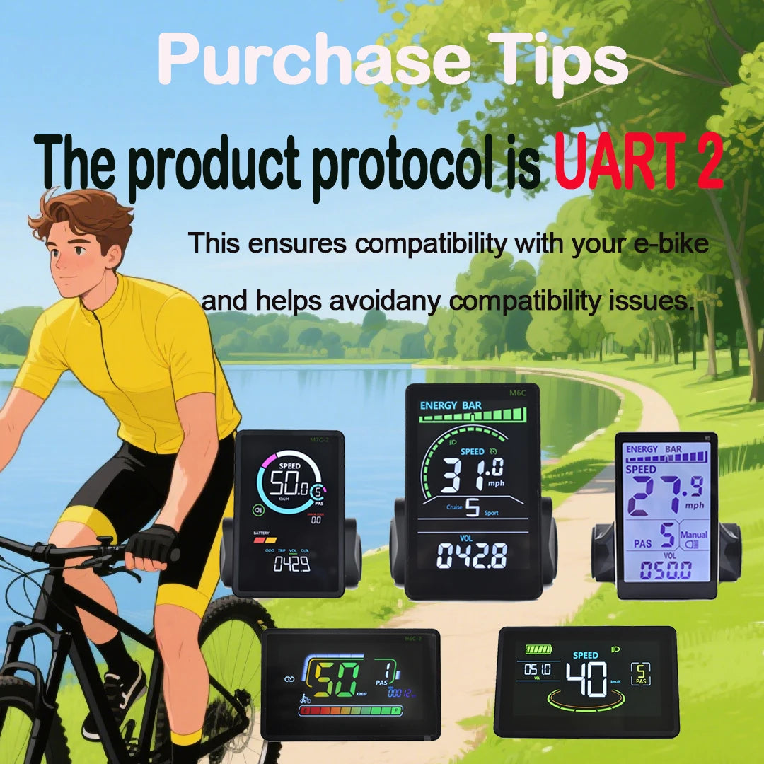 UART 2 P3C Electric Bike LCD Display Meter E Scooter LCD Panel With USB UART For Mountain Electric Bike Parts (5PIN)