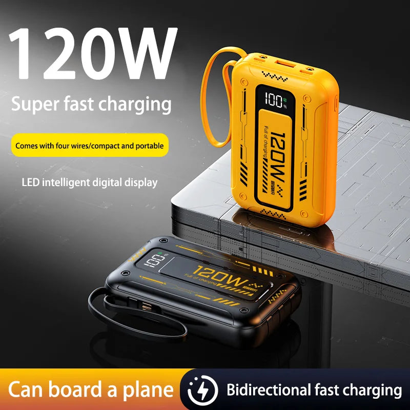 50000mAh Mech Wind Bidirectional Super Fast Charging Mini Convenient Comes With Cable Power Bank PD22.5W Mobile Power Bank