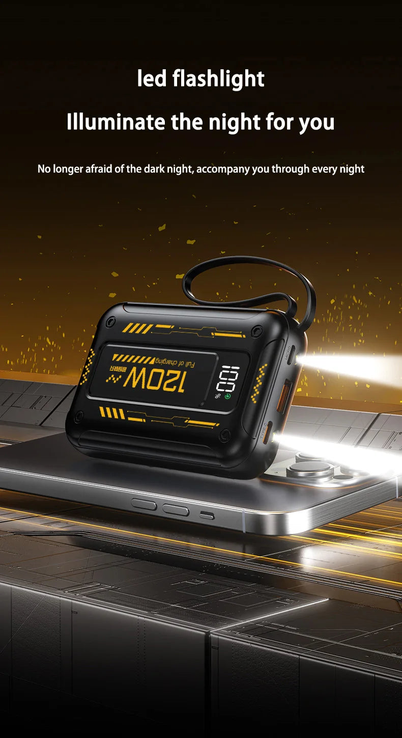 50000mAh Mech Wind Bidirectional Super Fast Charging Mini Convenient Comes With Cable Power Bank PD22.5W Mobile Power Bank