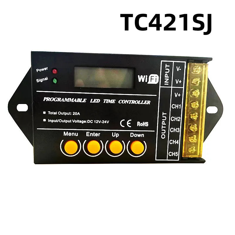 Touch Screen WiFi Time Programmable RGBW LED Controller TC421 TC420 TC421SJ TC420SJ NL502 12V 24V 5CH 20A LED Strip Dimmer