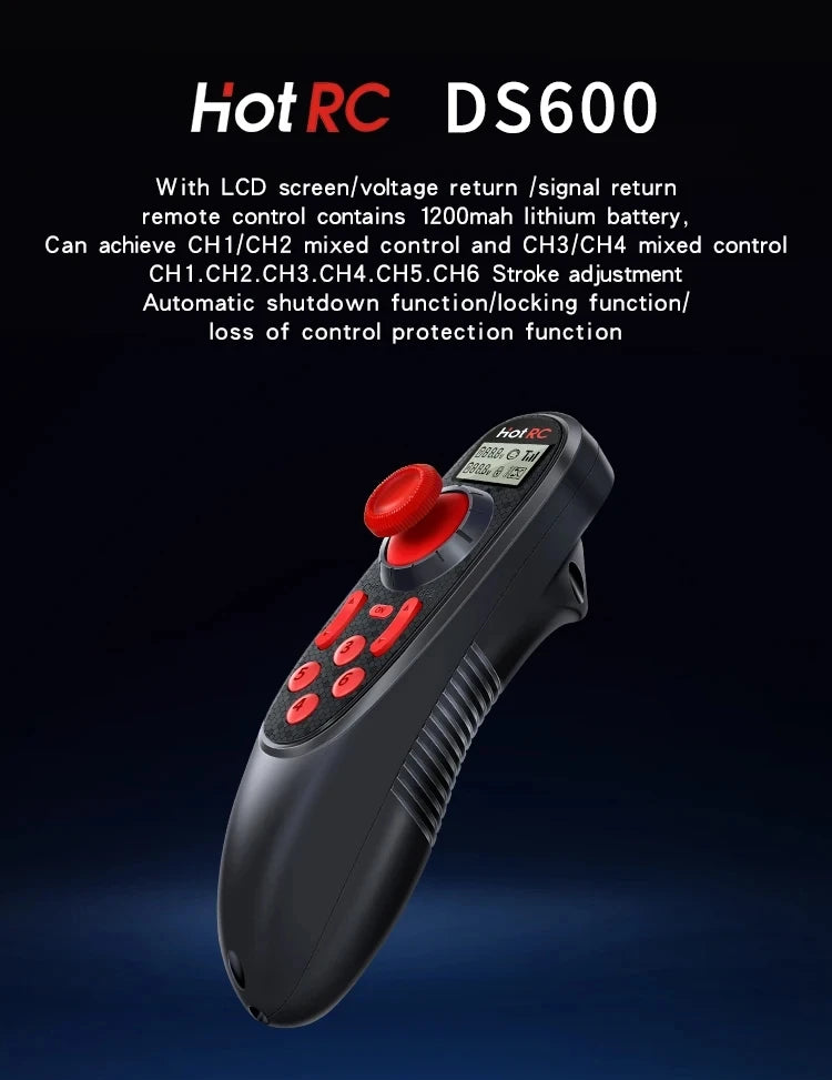 HOTRC Hot rc DS-600 DS600 6CH 2.4GHz FHSS Radio System Transmitter Remote Controller DS600 PWM 6CH Receiver For Model Boat Toy