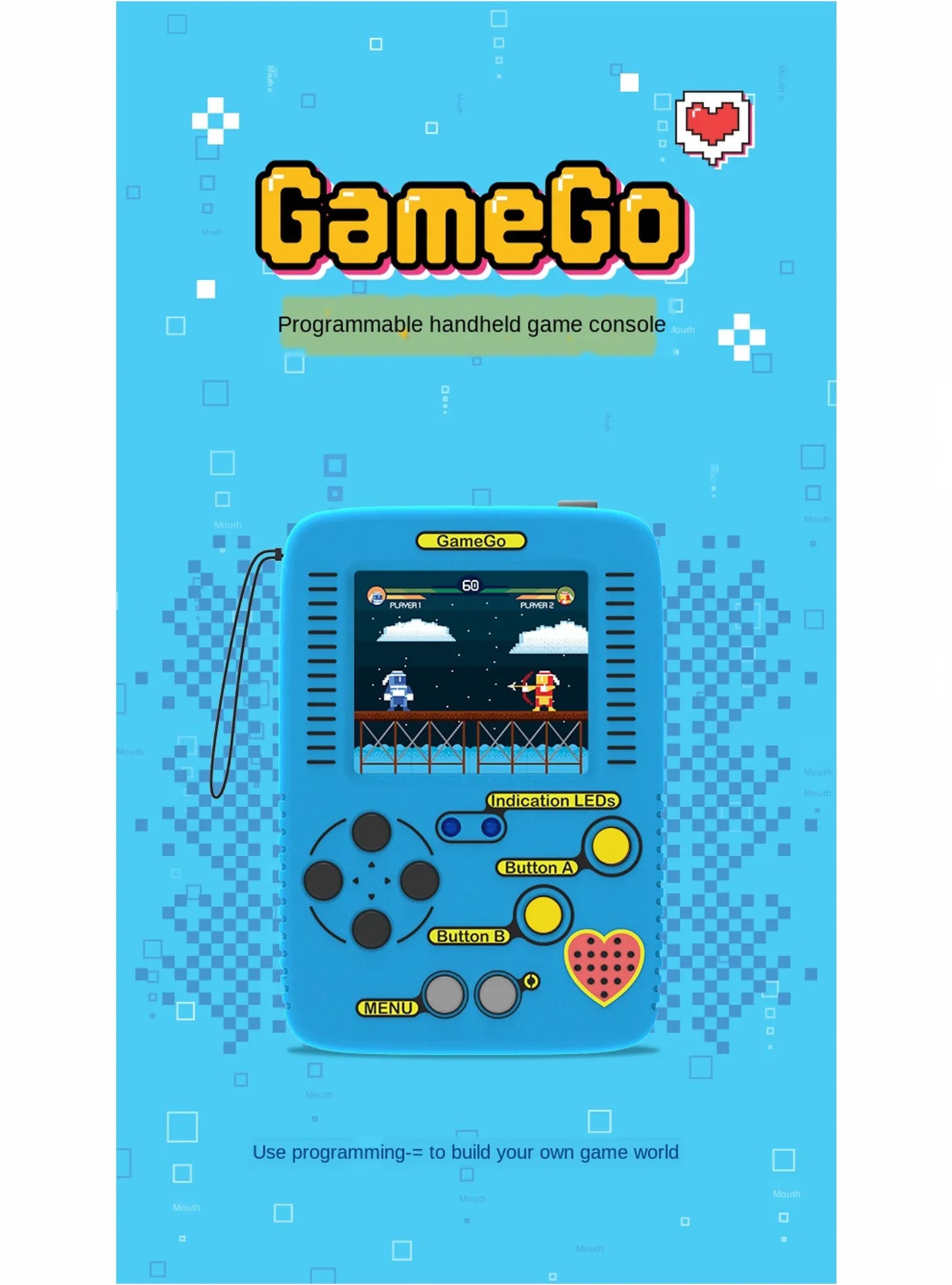 GameGo programmable Game Console Portable Handheld Game Console Kid's Primary Secondary School Programming Toy Teaching Aids