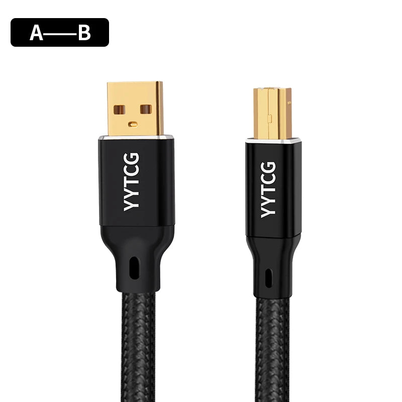YYTCG Hifi USB Cable High Quality OCC Silver Plating DAC A-B C-B C-C Digital AB Audio Type A to Type B Hifi Usb Typec Cable