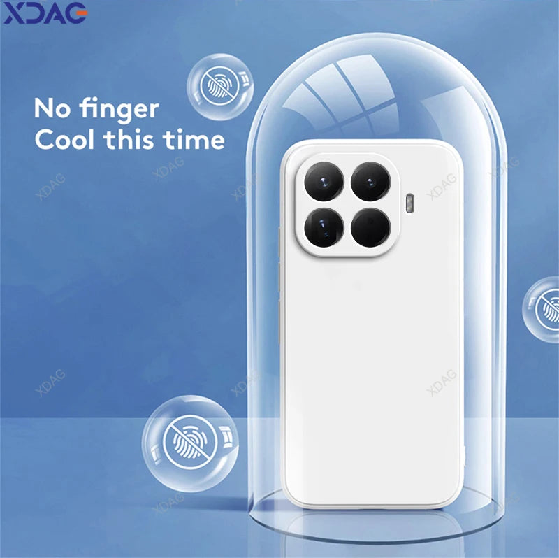 Original for Xiaomi 15T/15T Pro 5G Phone Case Liquid Silicone Internal Flocking Soft Shockproof Back Cover Classic Square Design