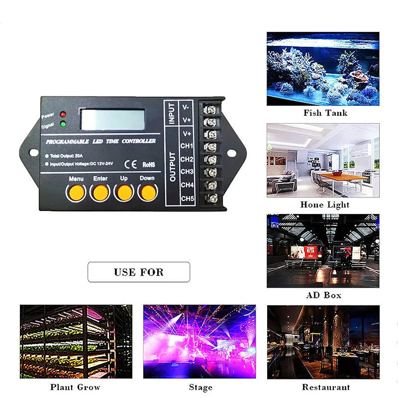 Touch Screen WiFi Time Programmable RGBW LED Controller TC421 TC420 TC421SJ TC420SJ NL502 12V 24V 5CH 20A LED Strip Dimmer