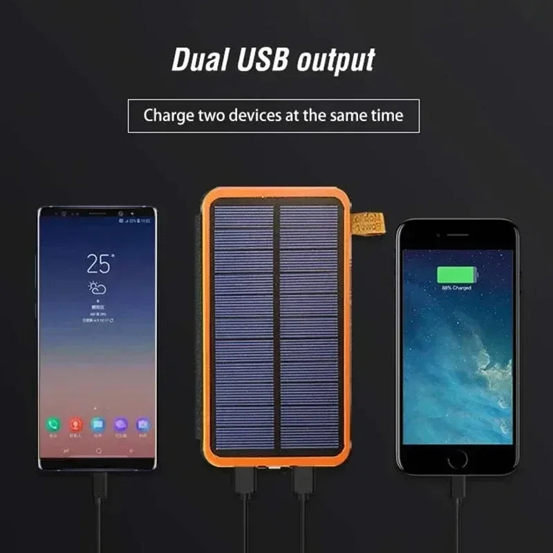 Lenovo Solar Power Bank 200000mAh 4 Solar Panels Wireless Charger Portable External Battery LED Flashlight for Outdoor Travel