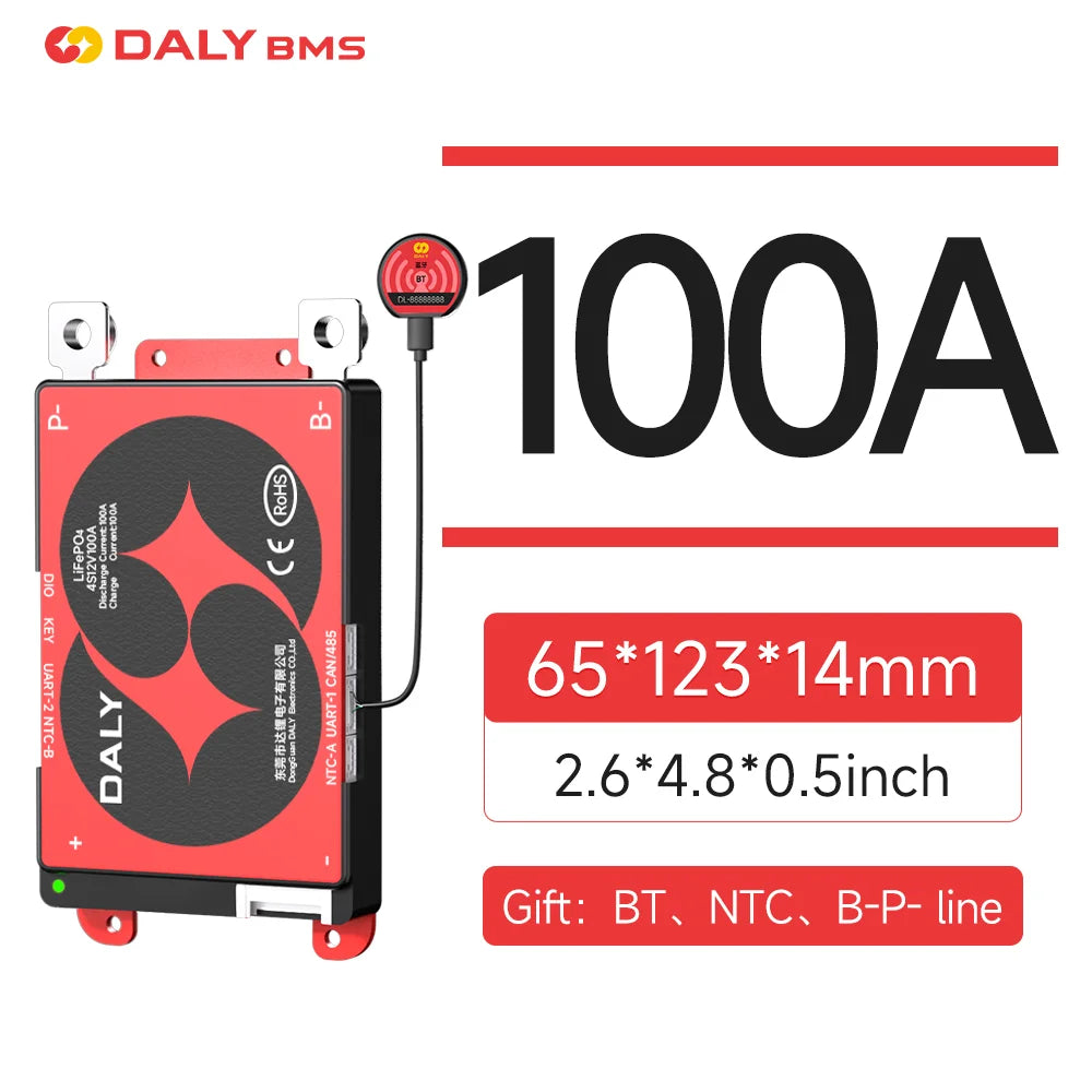 Daly Smart BMS 4S Lifepo4 12V 100A 3S 8S 24V 40A 60A 150A 16S 48V 200A 250A BMS with CANBUS RS485 Li-ion 3.7V 3.2V Battery BMS