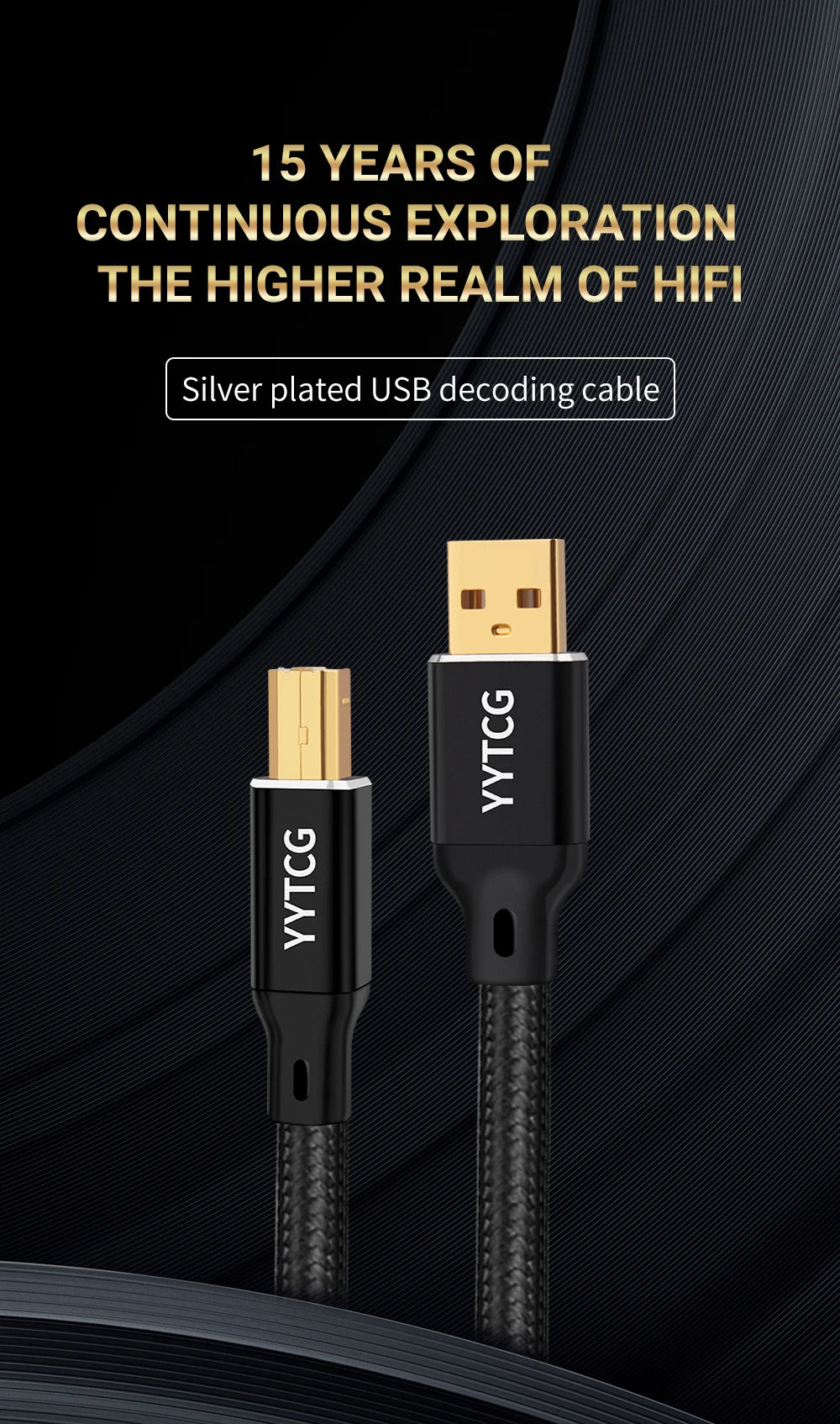 YYTCG Hifi USB Cable High Quality OCC Silver Plating DAC A-B C-B C-C Digital AB Audio Type A to Type B Hifi Usb Typec Cable