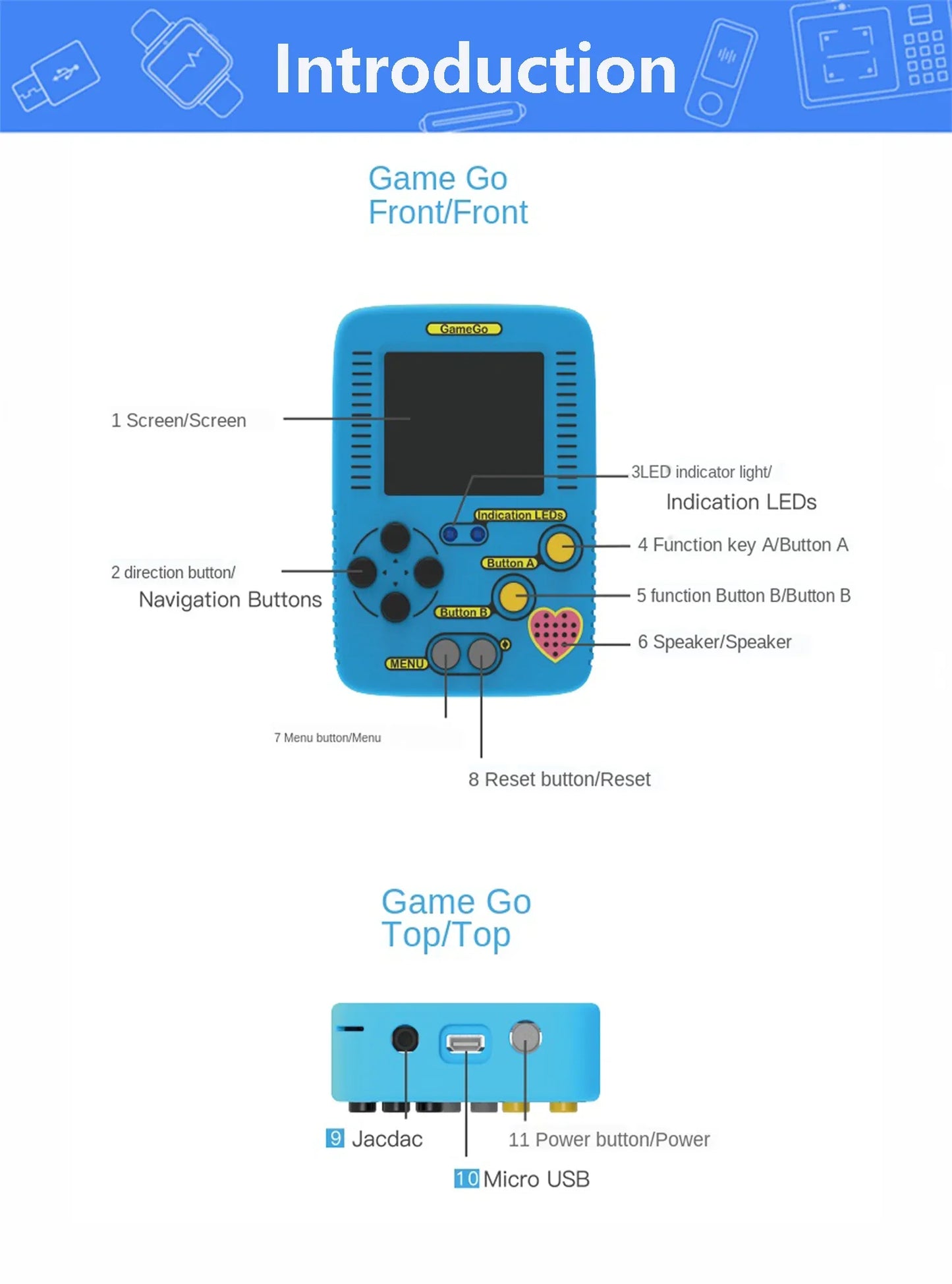 GameGo programmable Game Console Portable Handheld Game Console Kid's Primary Secondary School Programming Toy Teaching Aids