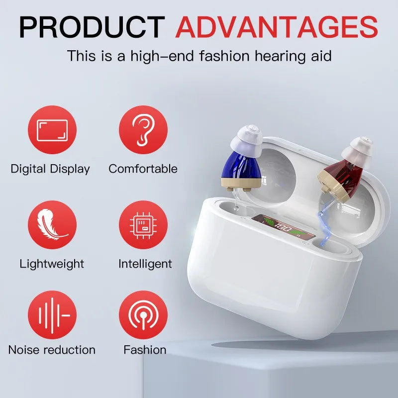 ITE Rechargeable Elderly Hearing Aid Deaf Invisible Hearing Aids Digital Display The Listening Device Wireless hearing Amplifier