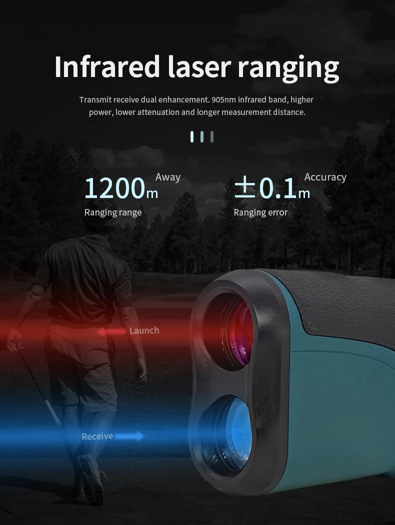 ARTBULL Laser Rangefinder Hunting Outdoor 1200M Golf Rangefinder with Flag-Lock Slope Adjusted Distance Meter