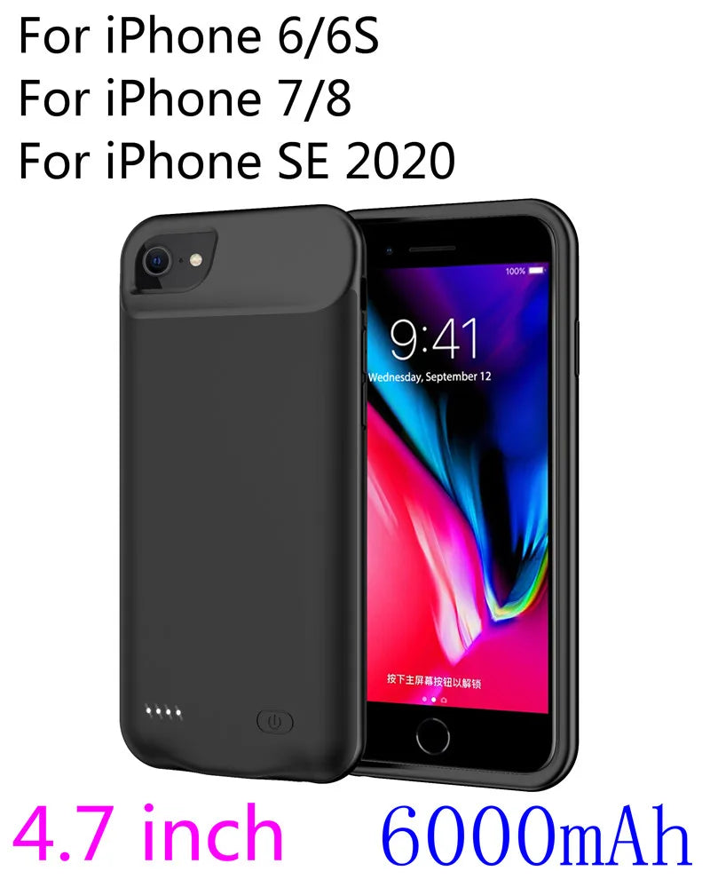 smart Battery Case for iPhone 14 13 12 11 Pro Max iPhone XS Max XR 5 6 7 8 Plus SE2 3 Portable Power Bank Charging Charger Cover
