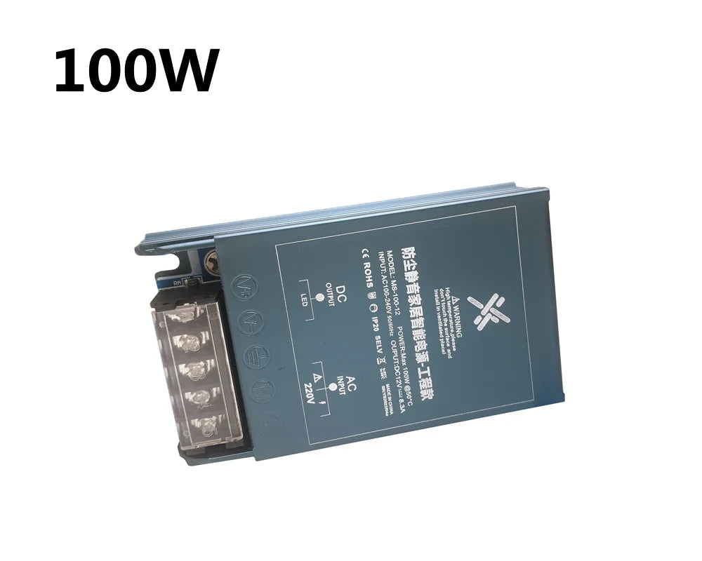 LED Power Supply AC110V 220V To DC12V 24V 100W 150W 200W 300W 400W 600W Mini Size Ultra Thin Mute Dustproof Lighting Transformer