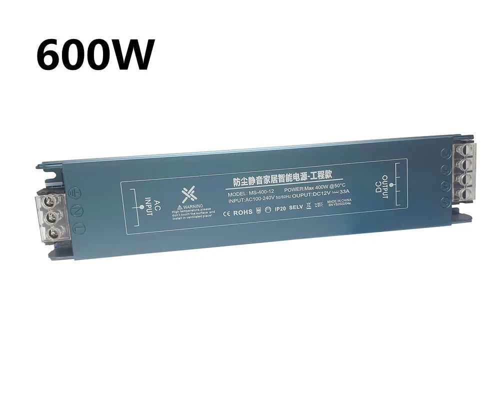 LED Power Supply AC110V 220V To DC12V 24V 100W 150W 200W 300W 400W 600W Mini Size Ultra Thin Mute Dustproof Lighting Transformer
