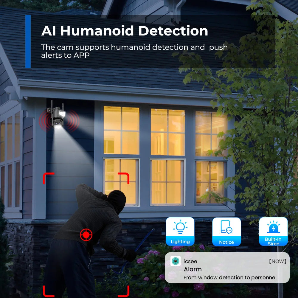 6K 12MP Outdoor Wifi Camera PTZ 8X Optical Zoom Three Lens Dual Screens Video Surveillance 8MP Dual Lens CCTV Security IP Camera