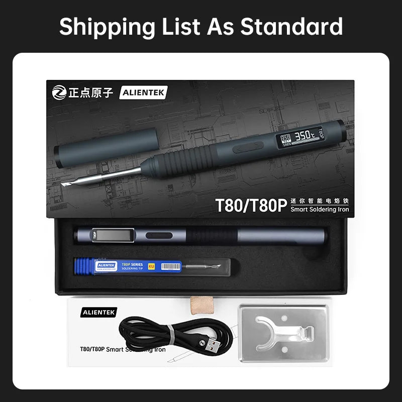 ALIENTEK T80 T80P Soldering iron DC 20V 80-450℃ Adjustable Temperature Precision Repair Station PD 100W Portable Heat Tool