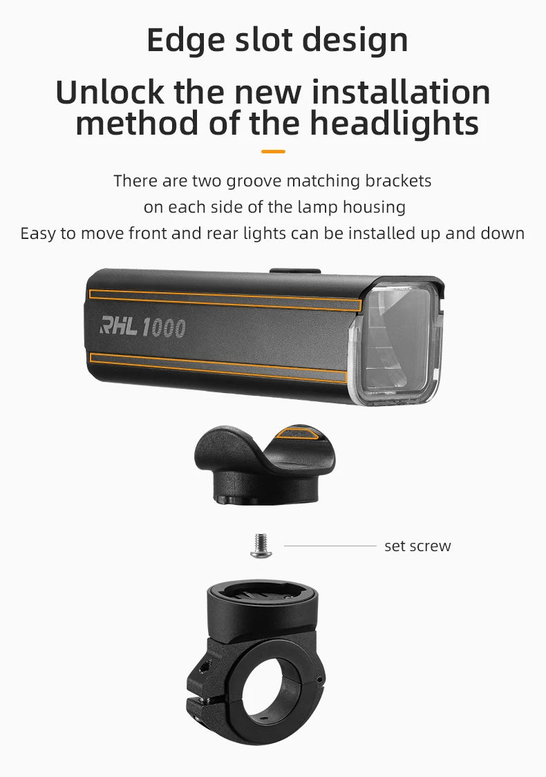 ROCKBROS 1000 Lumen Bike Light 4500mAh Bike Lamp modes Bicycle Headlight LED Flashlight Bike Accessories