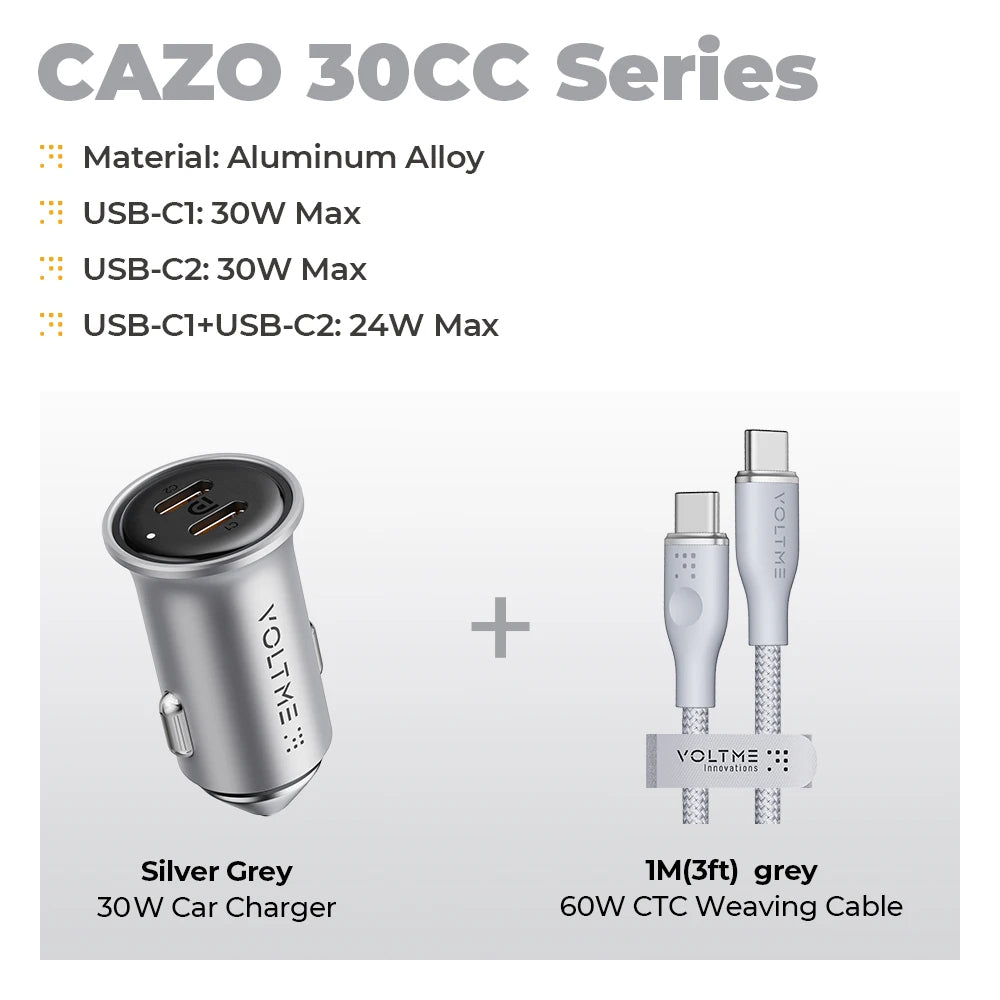 VOLTME 30W PD USB C Car Charger Fast Charging Type C Car Charger super charge cars USB Charger For iPhone 15 14 13 Pro Max