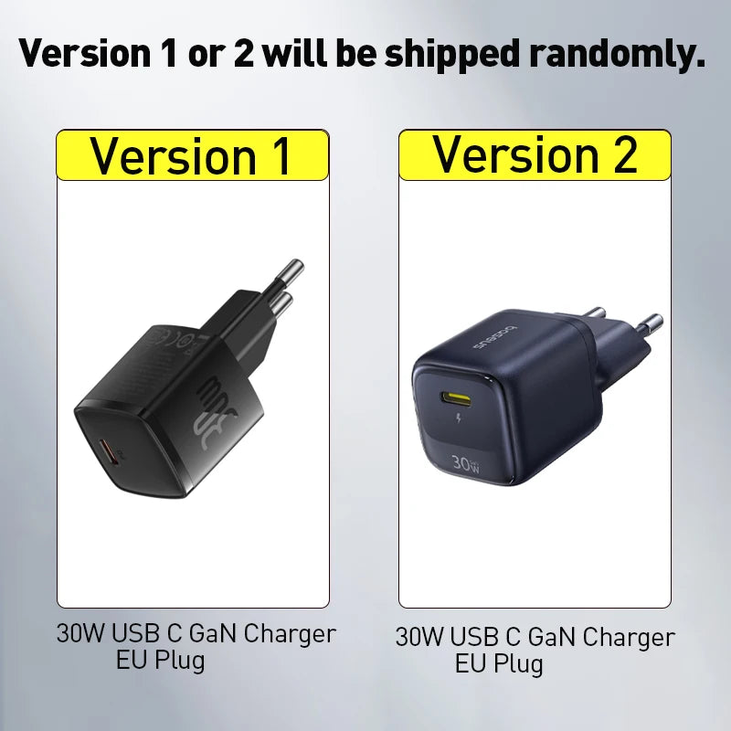 Baseus 30W GaN Charger PD Charger For iPhone 17 16 15 14 13 12 Max Fast Charger PD3.0 QC3.0 Phone Charger Type C Tablets Charger