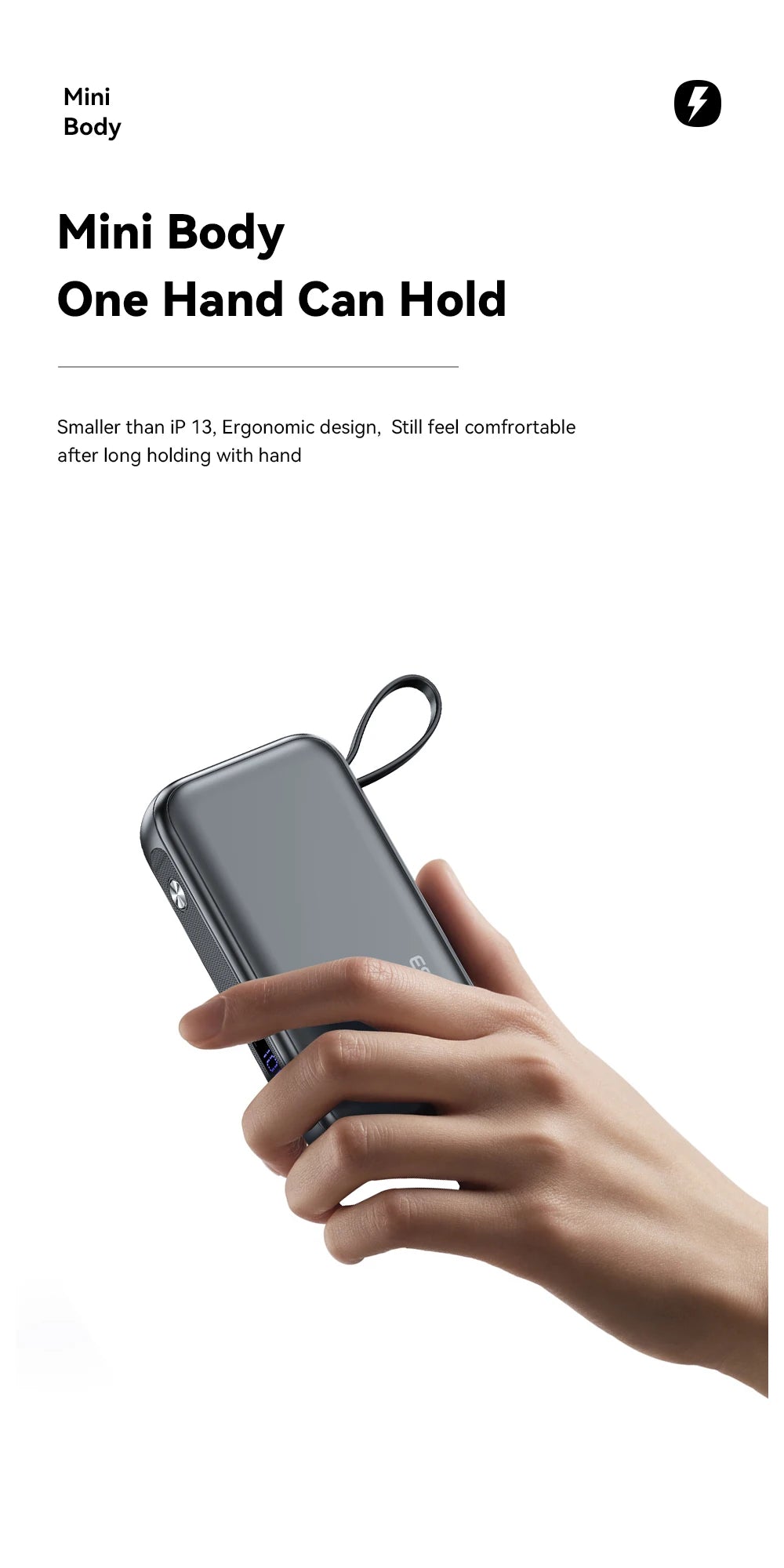 Essager Power Bank Portable 15000mAh in With USB C Cable External Spare Battery Pack for iPhone iPad Macbook 65W Fast Charger