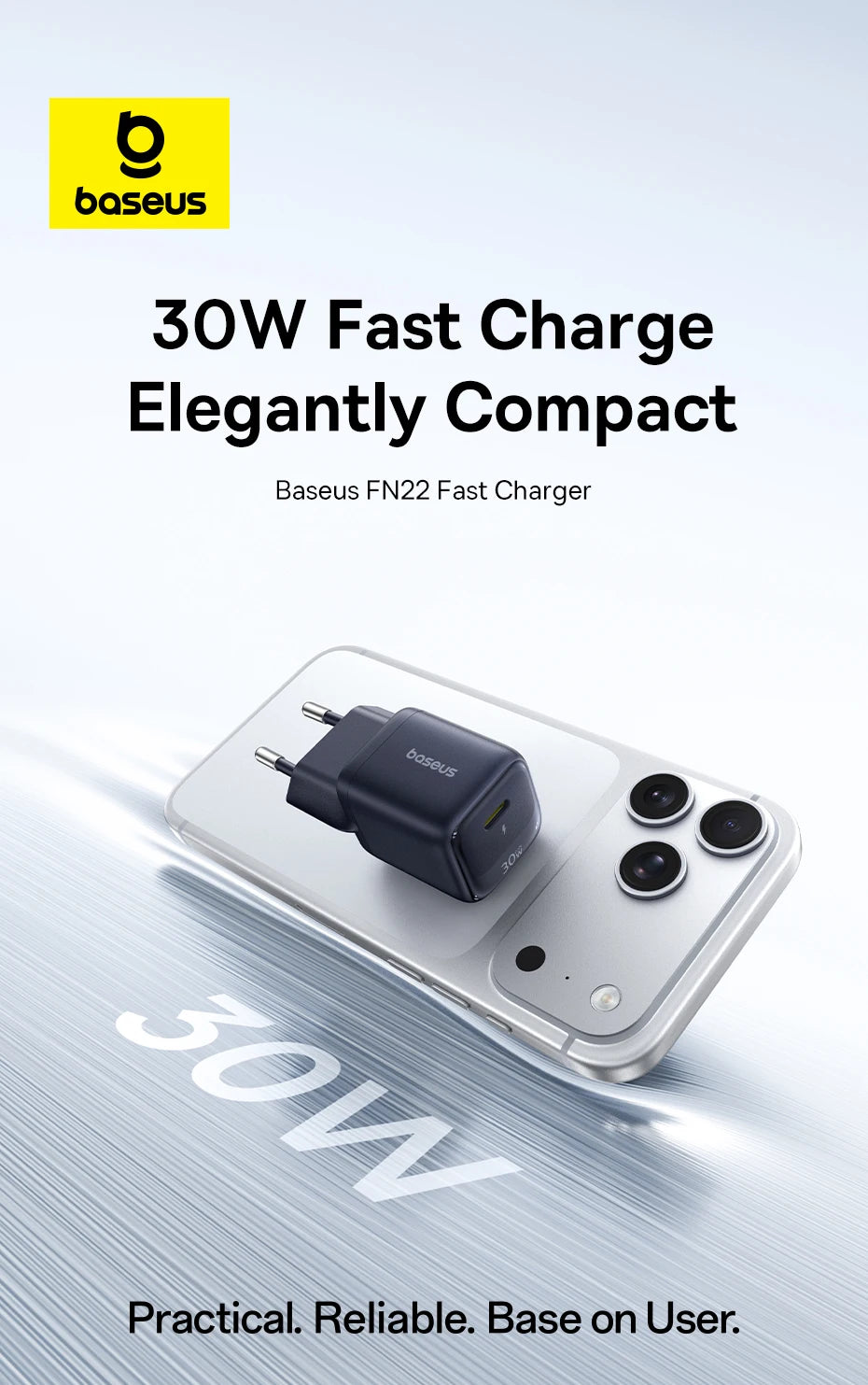 Baseus 30W GaN Charger PD Charger For iPhone 17 16 15 14 13 12 Max Fast Charger PD3.0 QC3.0 Phone Charger Type C Tablets Charger